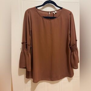 Cato Sz L Brown 3/4 Sleeve Brown Top VGUC 😊😊